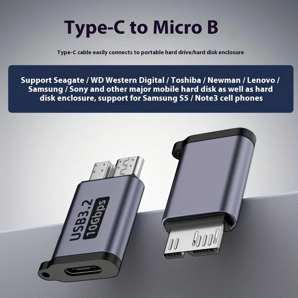 USB C 3.2 Micro B Male to Type C Female Adapter Type-C To Micro B Connector for Laptop External Hard Drive Disk Box Samsung S5