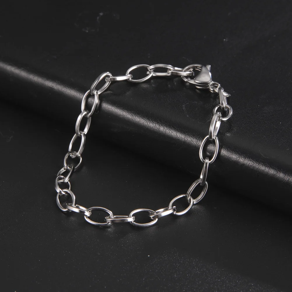 Ladies' Bracelet Stainless Steel Simple Box Chain Oval Chain Welded Chain Stackable Minimalist Adjustable Bracelet Jewelry Gift