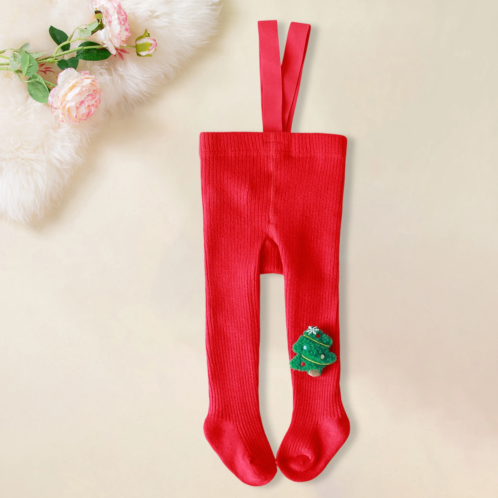 طفل الفتيات الشتاء عطلة متماسكة طماق دافئ دافئ بسط السراويل احتفالي عيد الميلاد مرونة الخصر الجوارب طماق #6