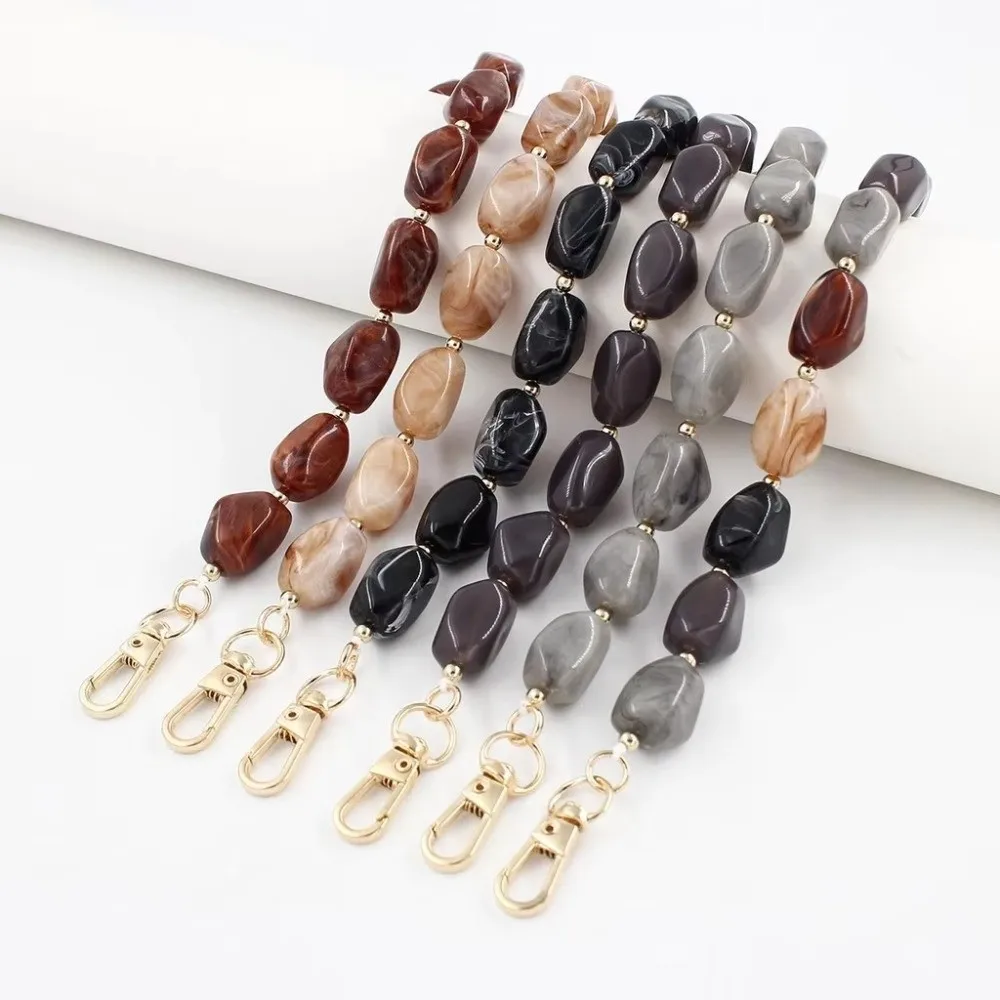 Gold Lobster Clasp Acrylic Bag Handle Detachable Design Chain Structure Bag Handle Chain Irregular Shape Replacement Purse Strap