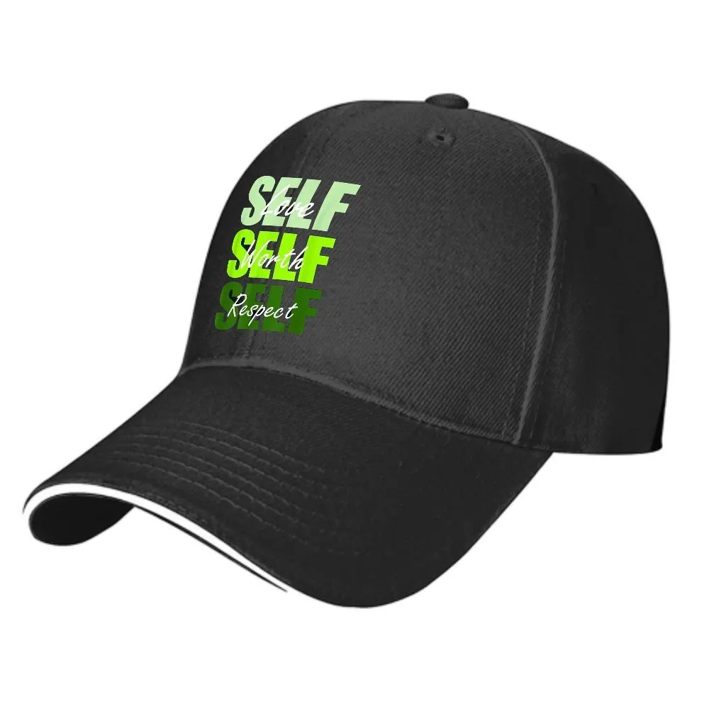 قبعة بيسبول جريئة "SELF LOVE Self Worth Self RESPECT" - Snapback قابلة للتعديل، خفيفة الوزن، أزياء حضرية