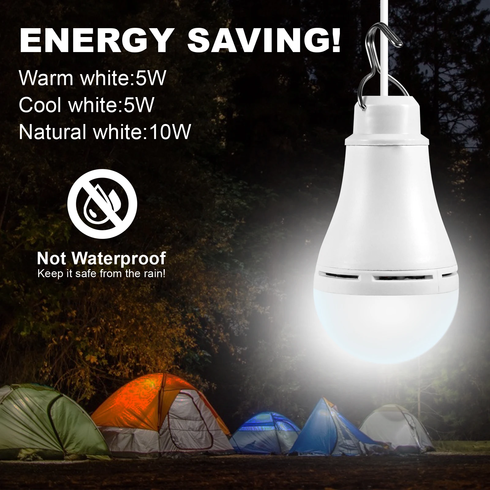 5W/10W USB LED Camping Lamp Bulbs Portable Hook Up Emergency Lantern 80-700lm Dimmable 3 Color Outdoor Tent Hiking Night Light