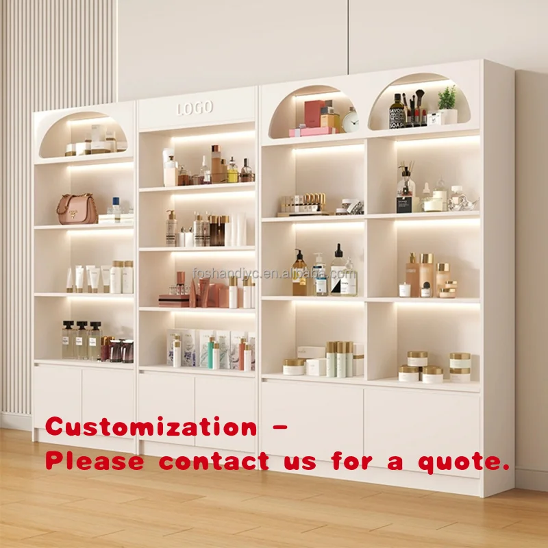 custom.Cosmetic Store Decoration Design Simple Modern Style Skin Care Display Cabinet Perfume Cosmetic Shop Showcase