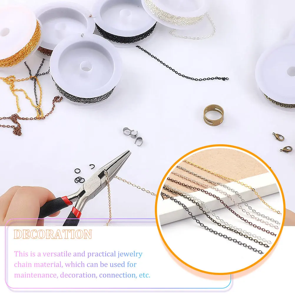 

1 Set Diy Metal Chain For Jewelry Making With Lobster Clasps Necklace Extender Chain Roll Bracelet Crafting Material Jewelry