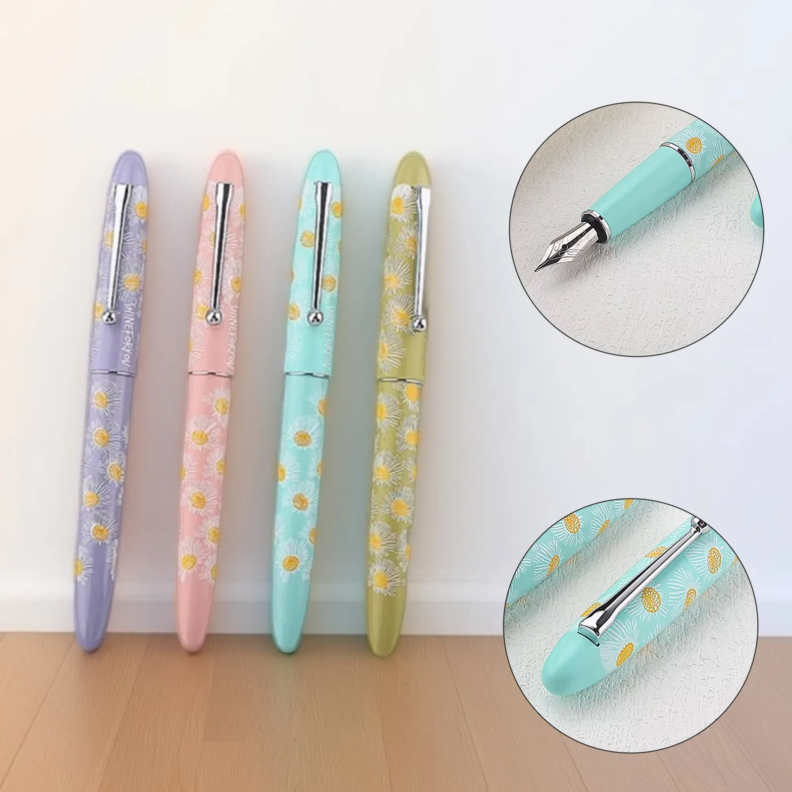 

Перьевая ручка YONGSHENG 3638, перьевая ручка с твердым пером для делового письма и студенческой практики каллиграфии, перо F, дизайн подсолнечника, стикеры