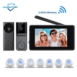 Draadloze videodeurbel met 4,3 '' IPS-scherm 2-weg audio 2,4 GHz visuele intercom deurbel camera opnamebel met antenne