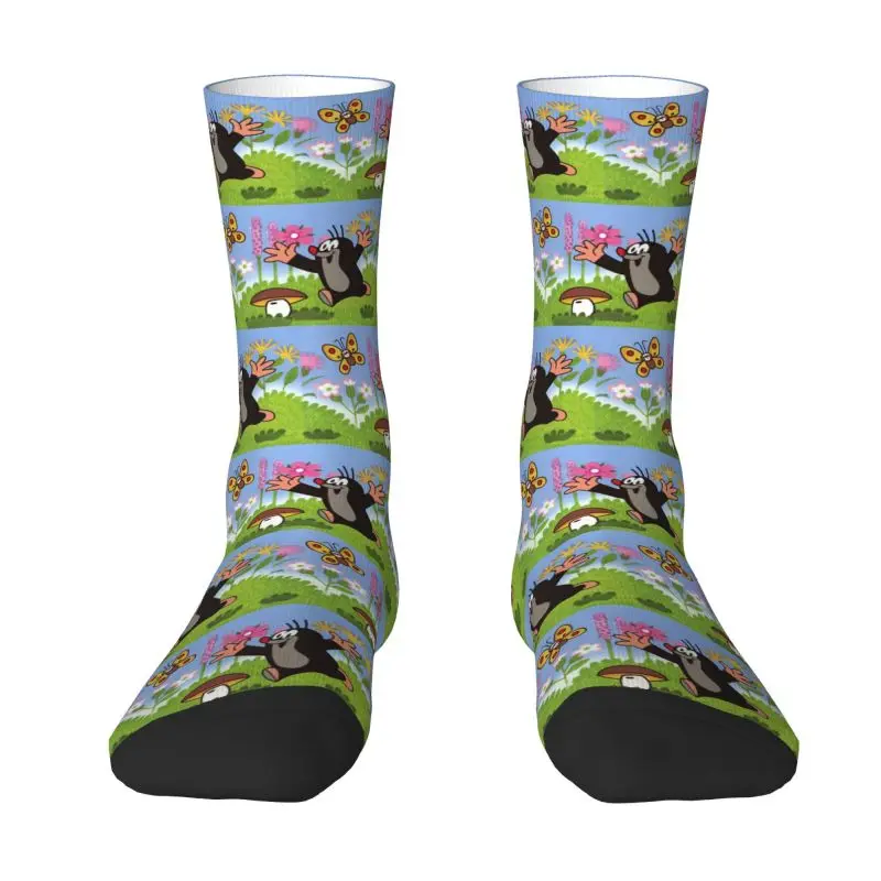 

Custom Fun Men's The Little Mole Dress Socks Unisex Breathbale Warm 3D Print Krtek Cartoon Crew Socks