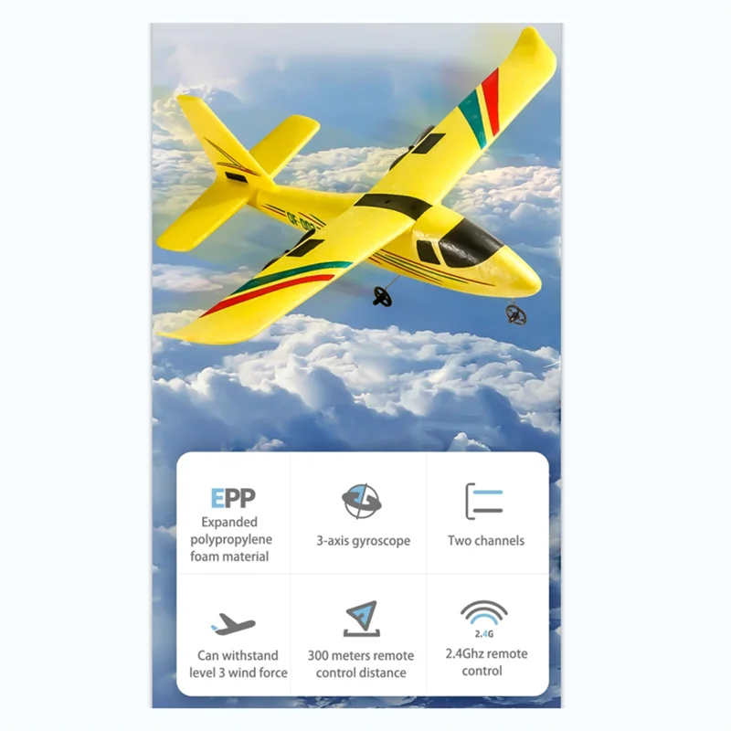 Avions RC BEDW-DIY pour enfants, avions télécommandés extérieurs 2.4Ghz 2 canaux bricolage avion facile à RC