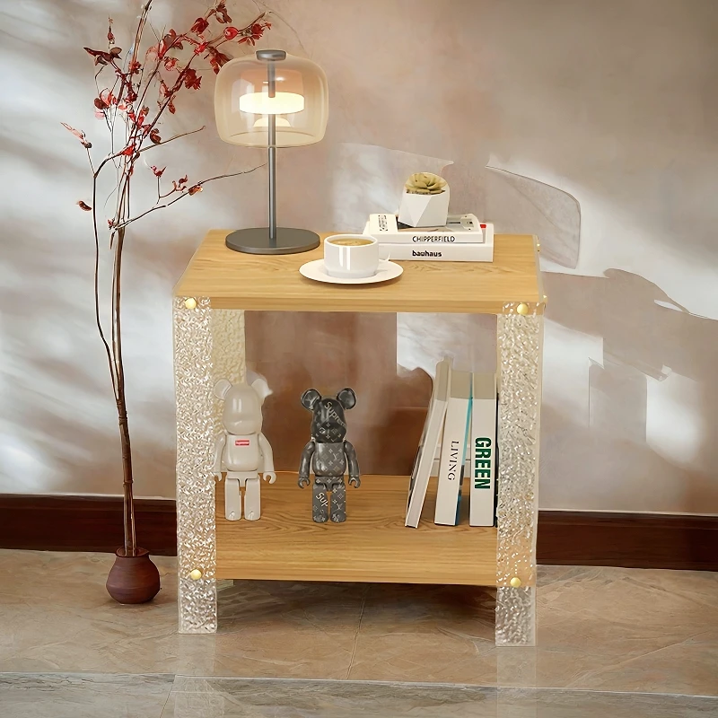 Acrylic Floating Coffee Table Trendy Living Room Small Tea Table  Minimalist Bedside desk  Luxury Rain-Pattern Window teapoy