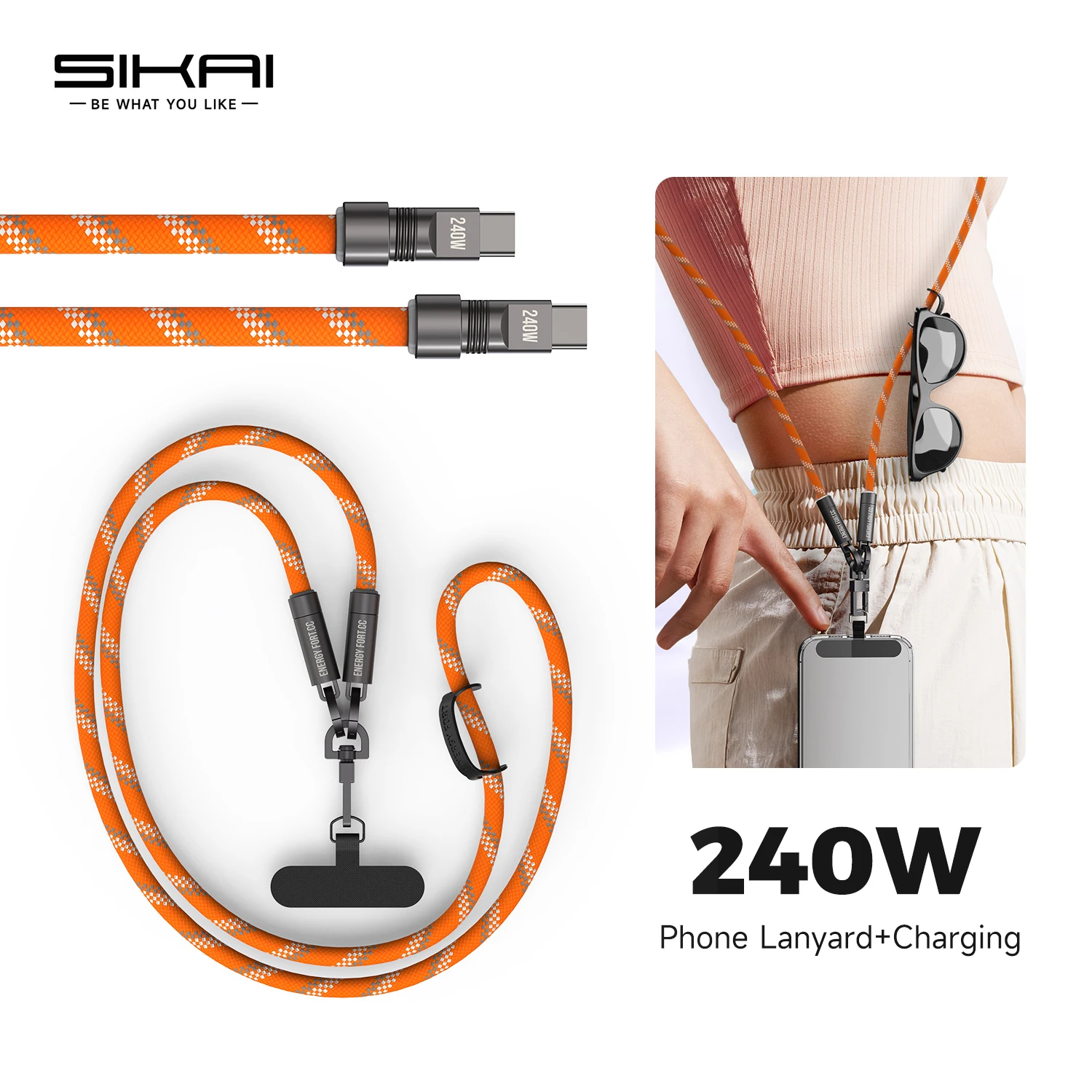 240W PD USB C to USB C Phone Lanyard Cable Short Braided Wrist Strap Fast Charging Cord Type C Cable for Phone Tablet Laptop