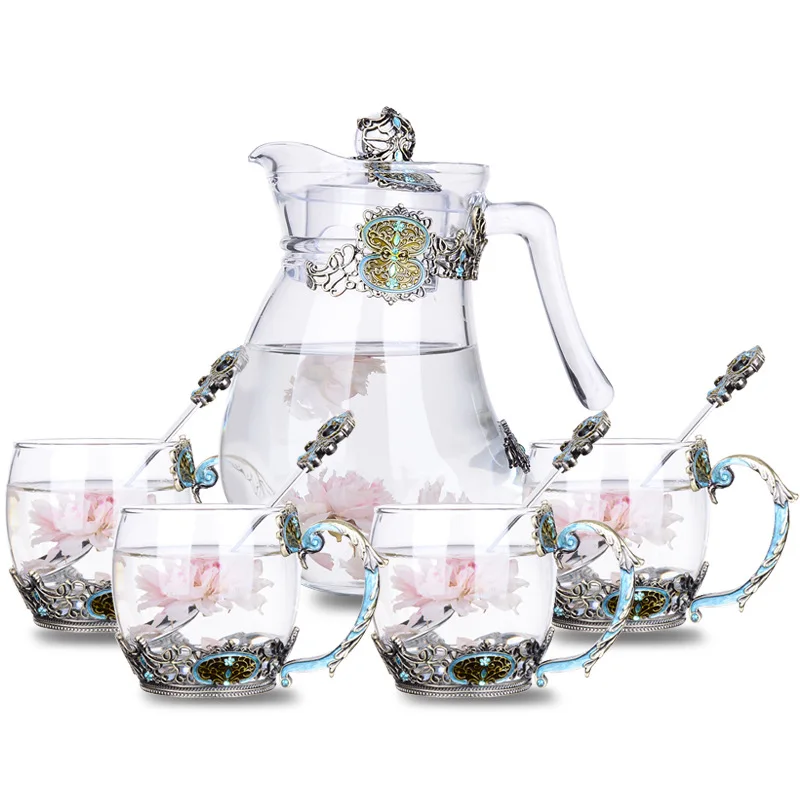 

luxurious Gift Home Enamel Crystal Glass tea Cup Water Mugs With Handle