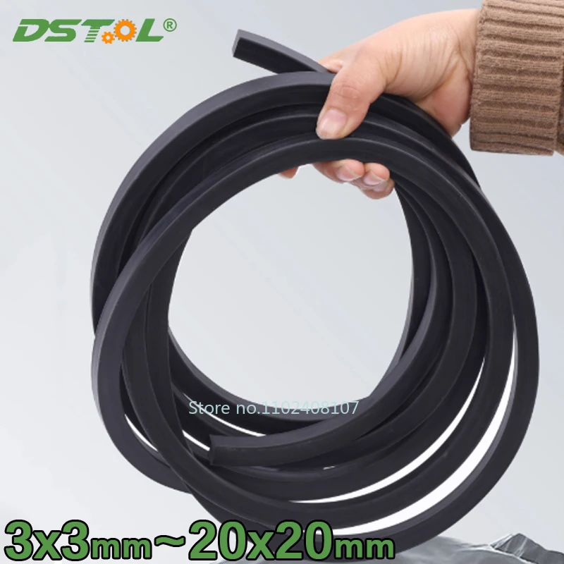 

Black Square Solid FKM Sealing Strip Fluorine Rubber Strips Acid Alkali Oil Resistant Not Foaming Seal Fluororubber Strip