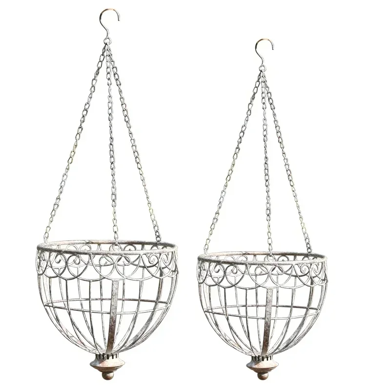 Ironwork Hanging Basket Retro Style Ironwork Suspension Flower Pot Home Furnishings Courtyard Planters Decorate Garden Supplies