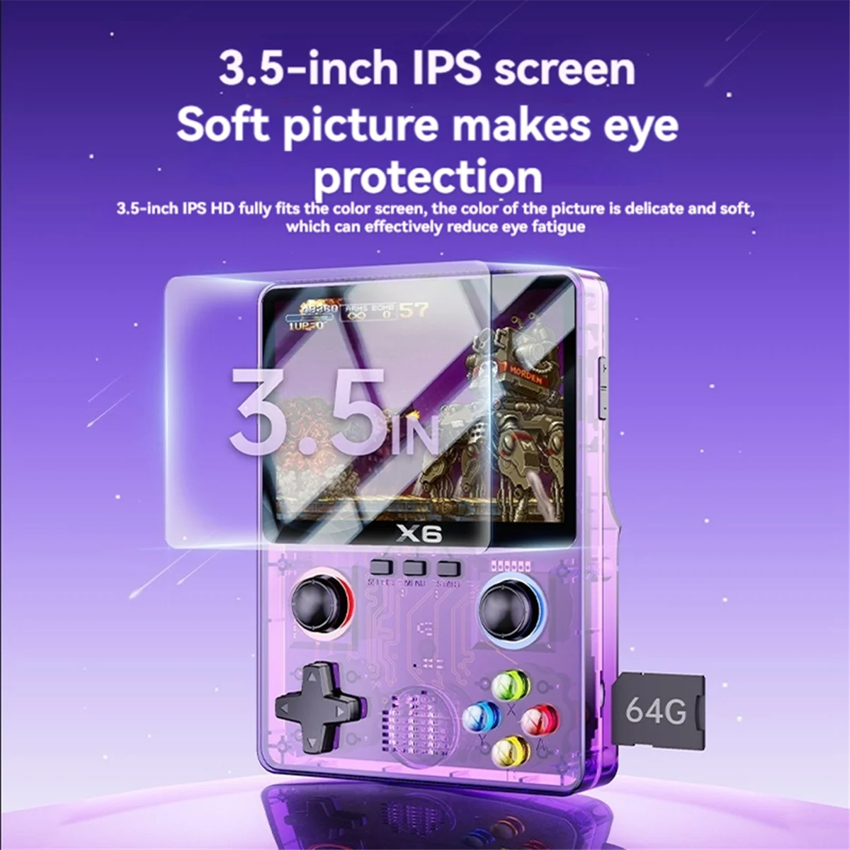 ABJG-X6 ريترو لعبة وحدة التحكم 3.5 بوصة IPS شاشة المحمولة المحمولة لعبة لاعب ريترو ممر دعم 11