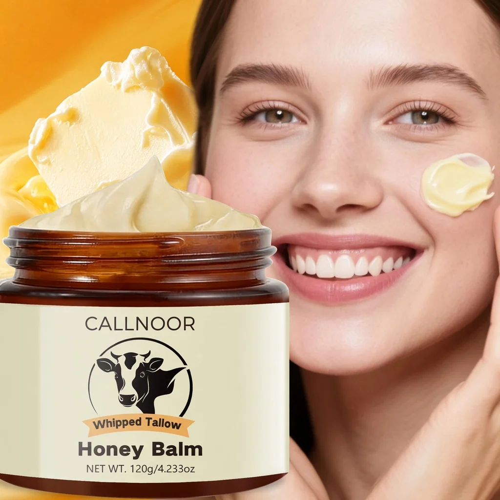 Whipped Tallow Honey Balm, Grass-fed Beef Tallow, Raw Wild Honey, Deep Moisturization, Intensive Nourishment.