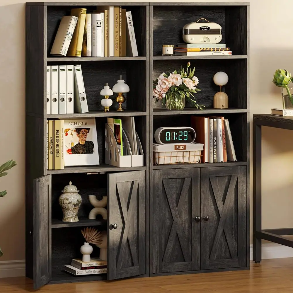 

IRONCK Industrial Bookshelves and Bookcases with Doors 11.8 in Depth Floor Standing 5 Shelf Display Storage Shelves Bookcase