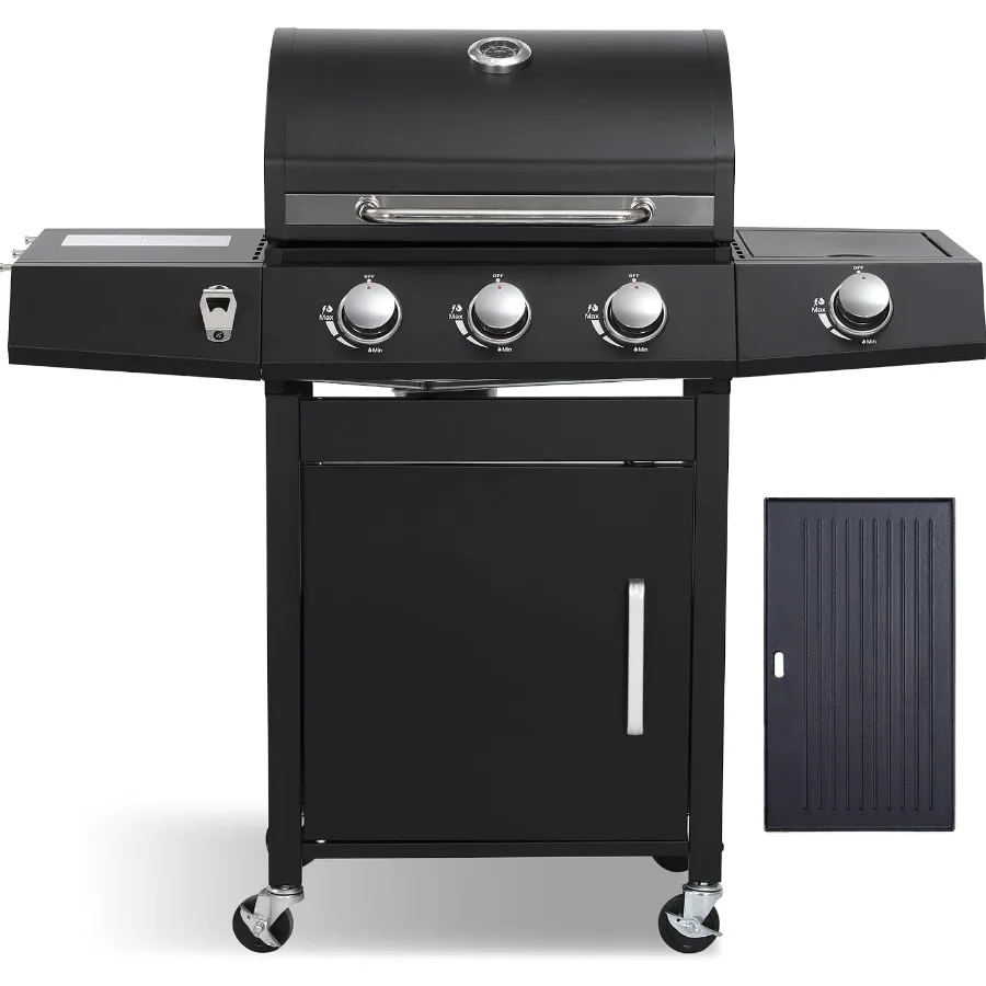 Propane Gas Grill and Griddle Combo with Side Burner