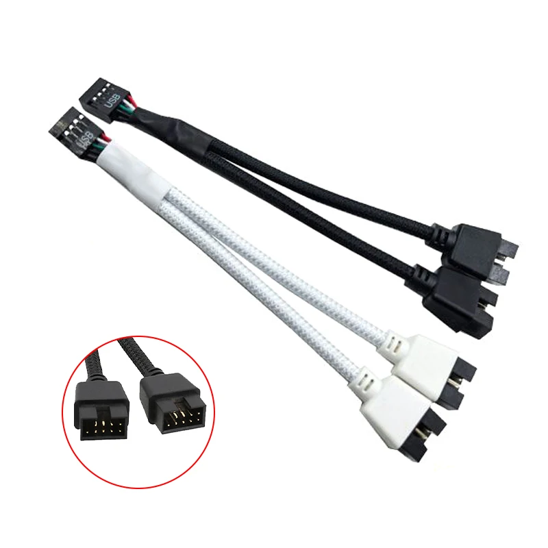 Motherboard USB 2.0 9pin Header 1 to 2 Extension Hub Splitter Adapter Converter