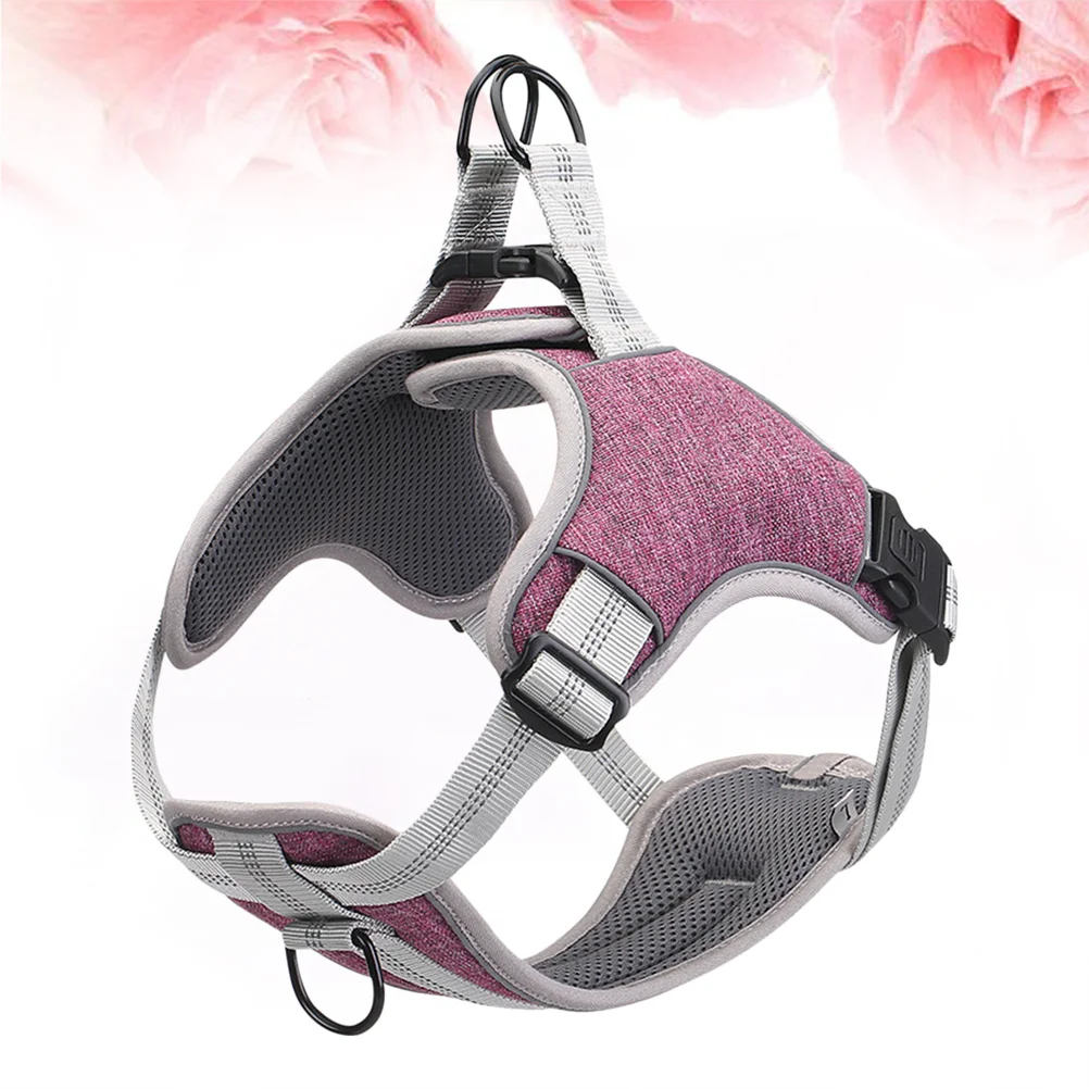 

Reflective No-Pull Dog Harness Purple Size M Breathable Chest Protector Durable Easy Clean Adjustable Pet Vest
