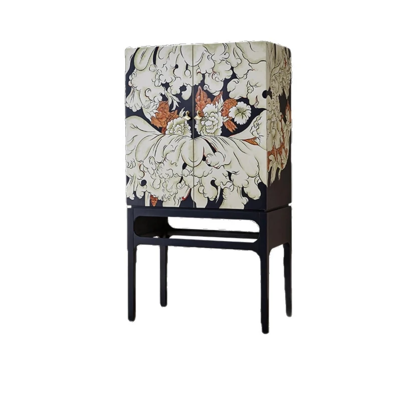 LTT American retro solid wood painted entrance cabinet, living room decoration cabinet, Chinese home storage cabinet