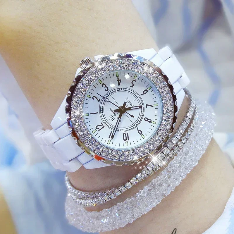 Diamond Watches Woman Light Luxury Quartz Wristwatches Fashion Brand Ceramic Strap Watch for Women Wristwatch Rhinestone Reloj