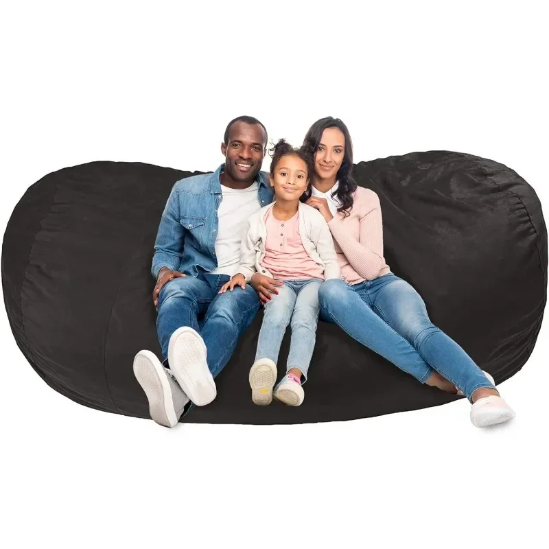 Amazon Basics Memory Foam Filled Bean Bag Lounger with Microfiber Cover, 7 ft, Grey, Solid