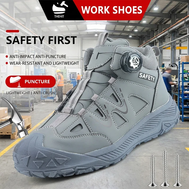 Men Women Steel Cap Rubber Outsole Twist Lock Work Boots Puncture Proof for Scaffolding Assembly Safety shoes Woodworker