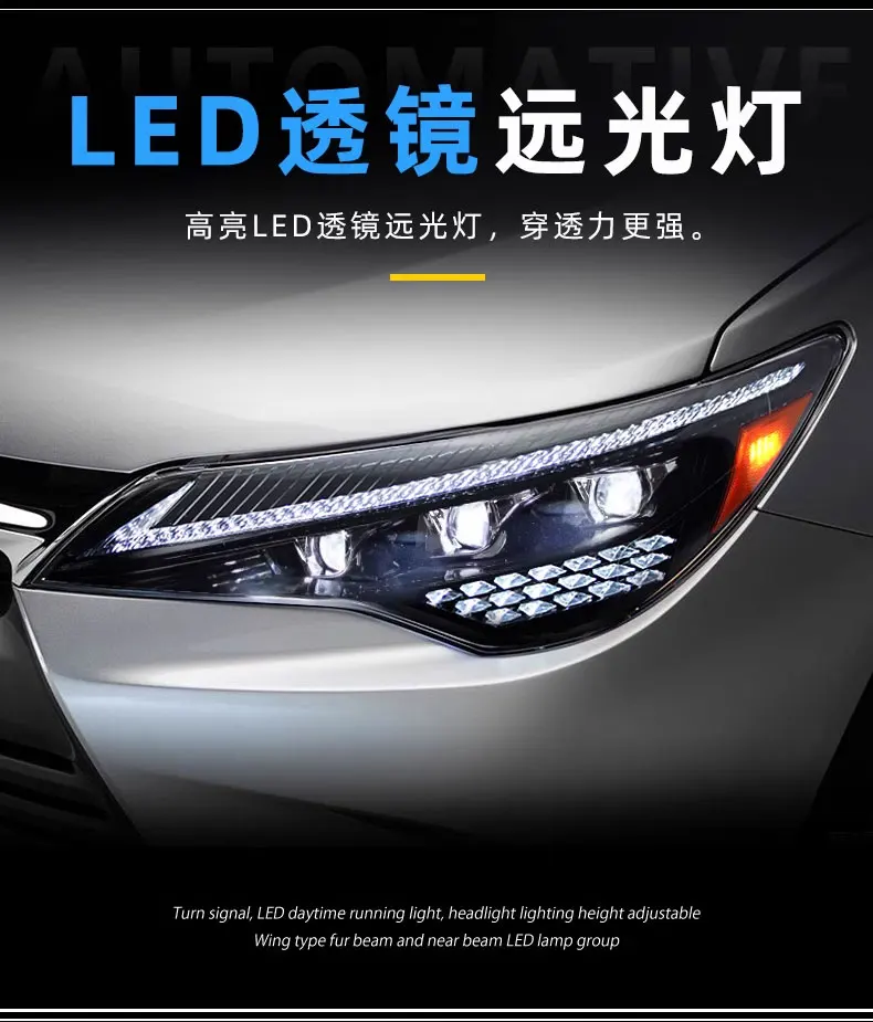 

LED Headlights For Toyota Camry XV40 2015 2016-2017 DRL Start UP Animation Car Front Lamps High Quality headlight assembly