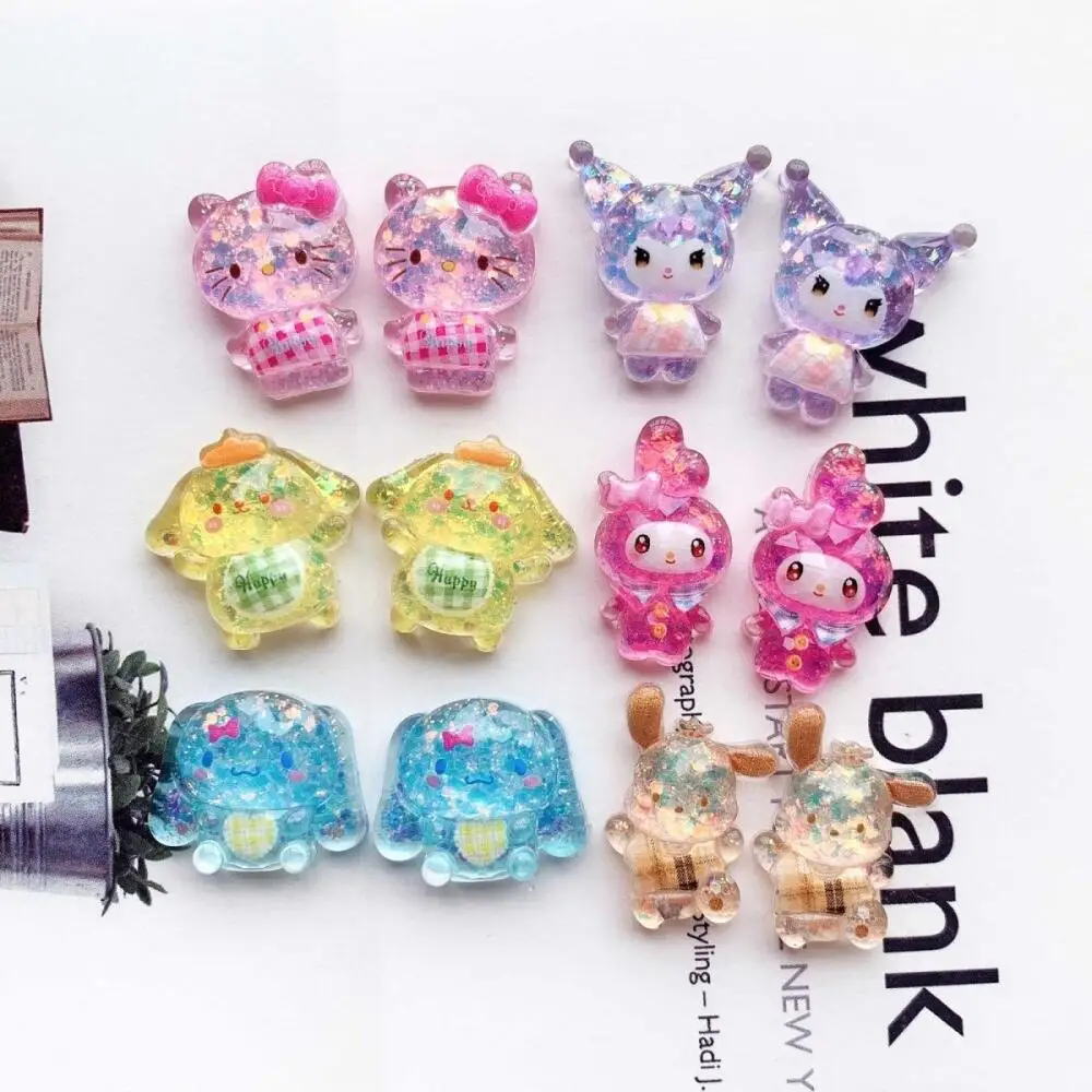 

Sanrio Hello Kitty Kuromi Melody Transparent Glitter Aspect Resin Toy Diy Phone Case Water Cup Guitar Stationery Box Girl Gift