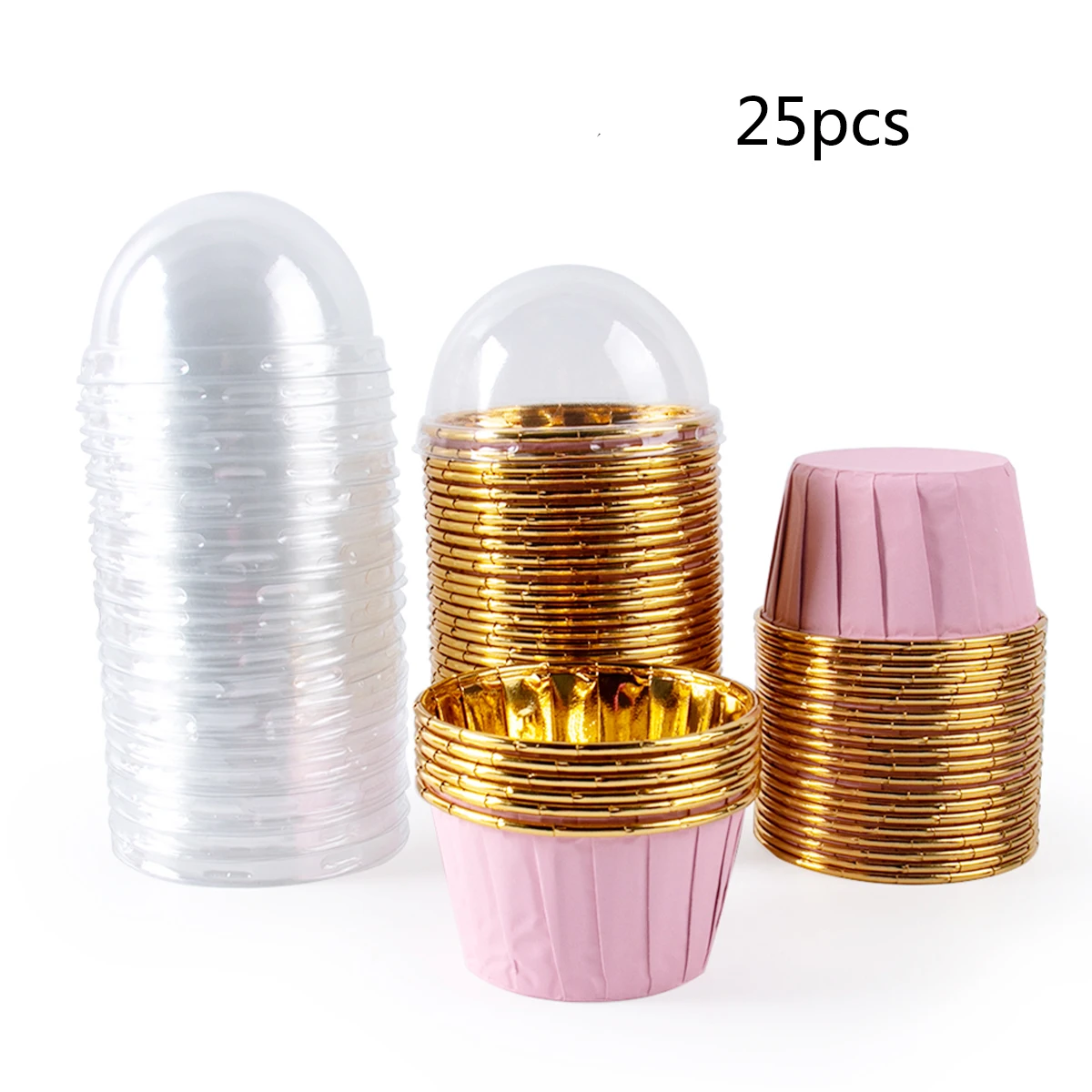25/50 Stuks Mini Folie Goud Muffin Papieren Bekers Met Deksel Cake Wrappers Verjaardag Bruiloft Bakken Gebak Gereedschappen feestartikelen