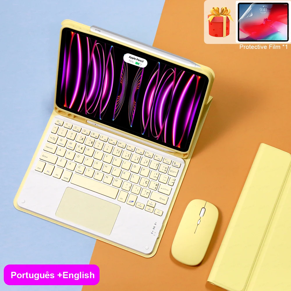 Teclado sem fio mouse mágico para ipad pro 13 11 caso m4 m2 m3 ar 13 11 5/4 2 10.2 9th/8/7 geração caso teclado bluetooth