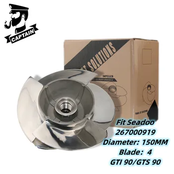 Capitão hélice 267000919 ajuste seadoo jet ski impulsor brp gti 90/gts 90 150mm 4 lâminas polido