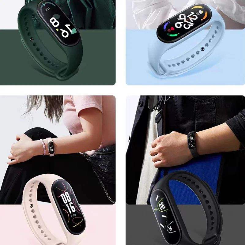 Pulseira de relógio Xiaomi Mi Band, pulseira de silicone, pulseiras, acessórios Smartwatch, pulseira, 7, 6, 5, 4, 3, 4, 4, 5, 6