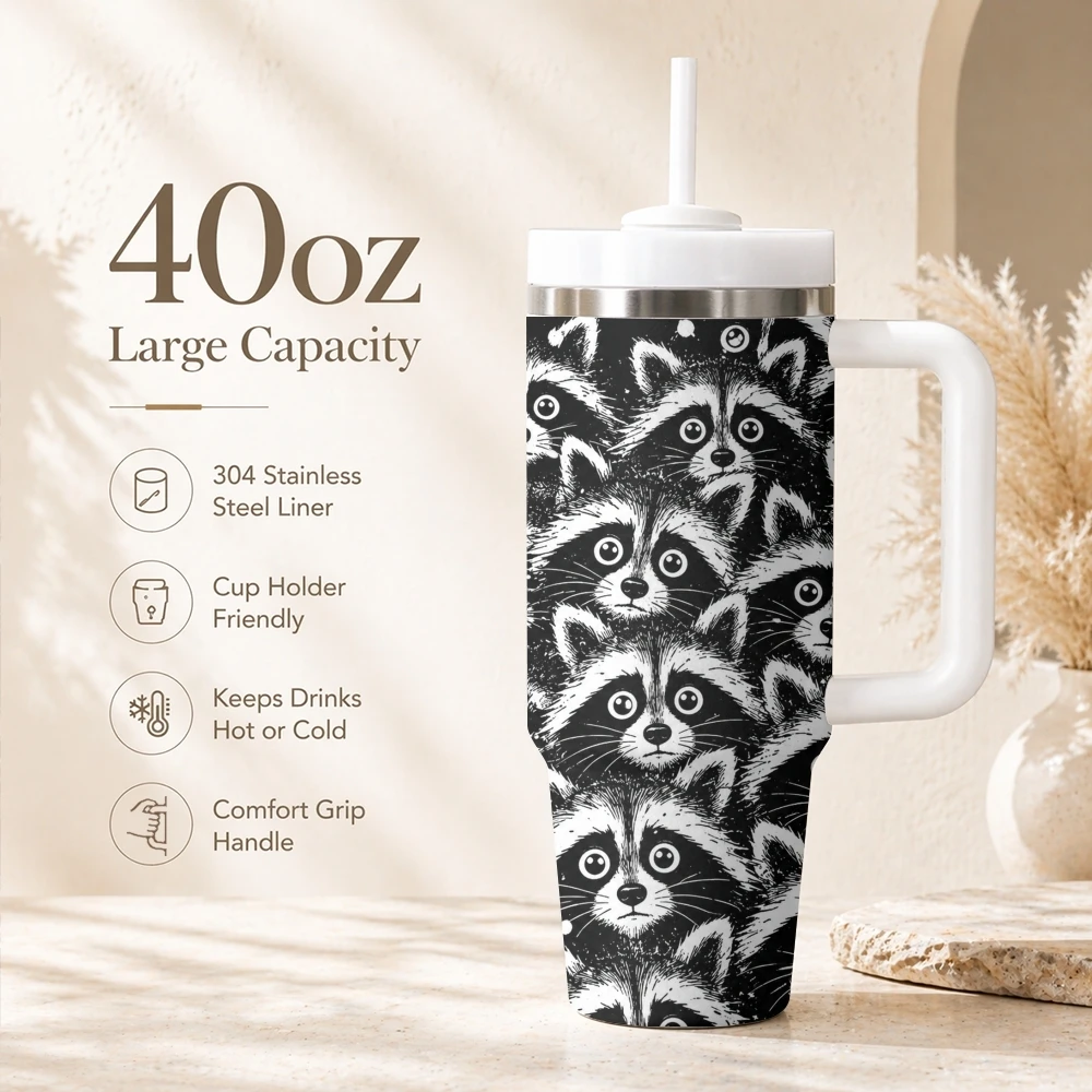 It's Fine I'm Fine Everything Is Fine Vacuum Flasks 40oz Portable Stainless Steel Tumbler with Handle Straw Leakproof Mug