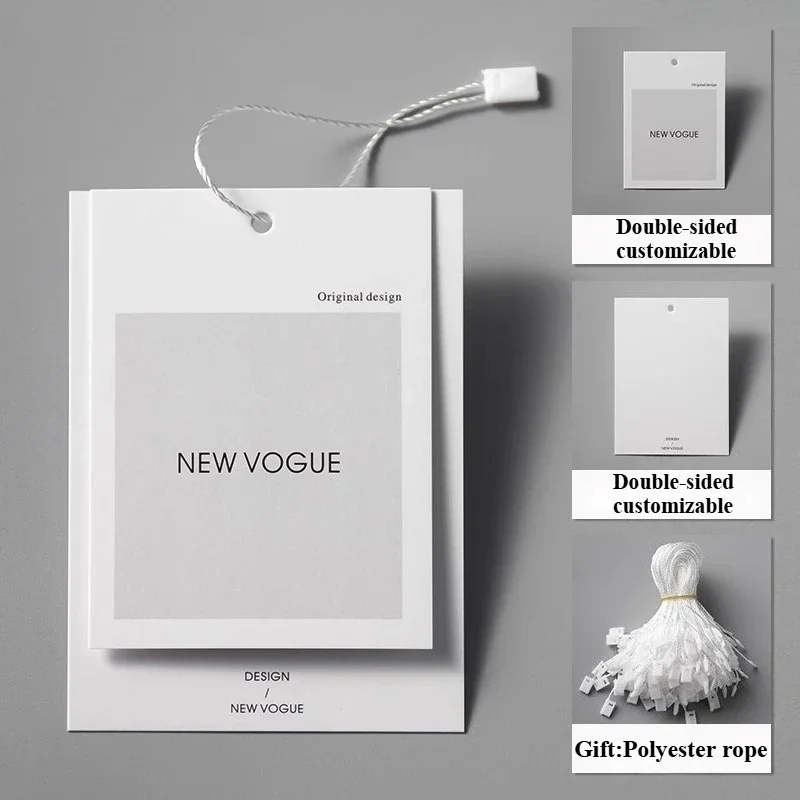 customized 200pcs 400pcs Vintage Paper Hangtag Clothing Price Size Hang Tag Wood Paper with Logo Printing Recycled Cardboardr