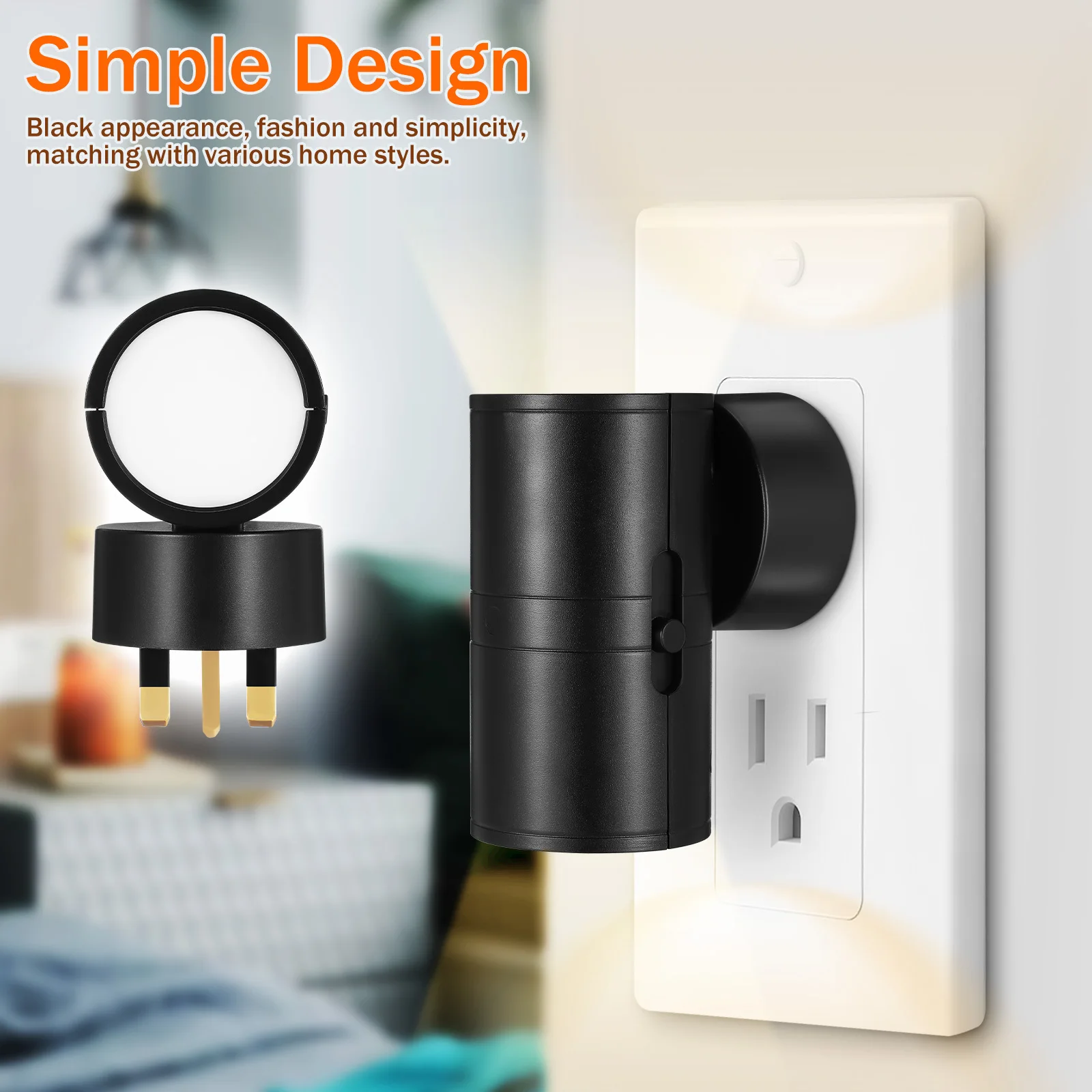 Led-nachtlampje Plug In Wall Sensor Dimbaar Voor Slaapkamer Hal Badkamer Keuken Automatisch Aan Uit 220-240V UK Plug