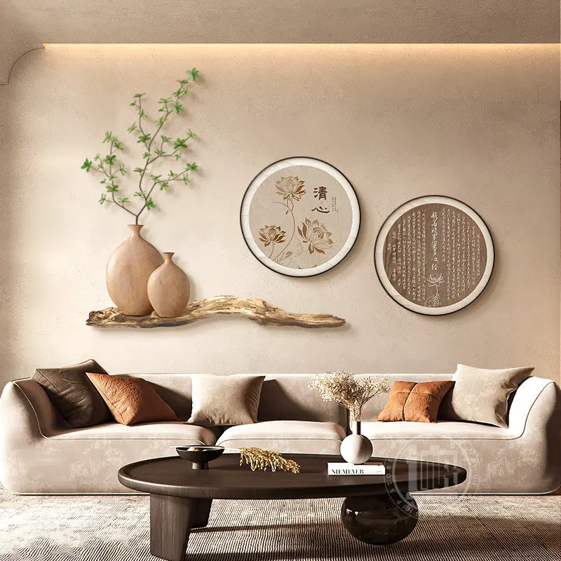 High-end tea table living room hanging painting background wall decoration painting Heart Sutra calligraphy and painting