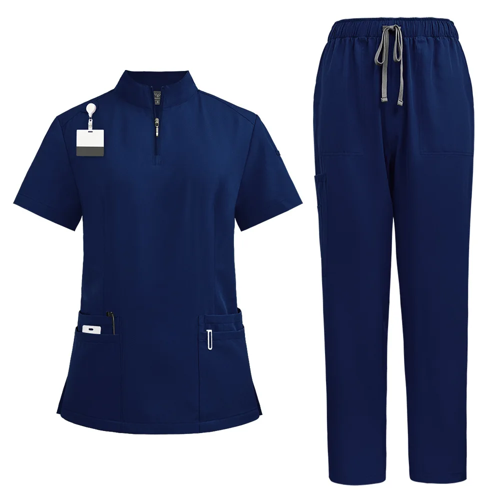 Unisex uniformes médicos para mulheres, V-Neck Enfermeira e Scurbs Set, Hospital e Médico Workwear, Cirurgia Oral e Odontológica Uniforme de Trabalho, manga curta