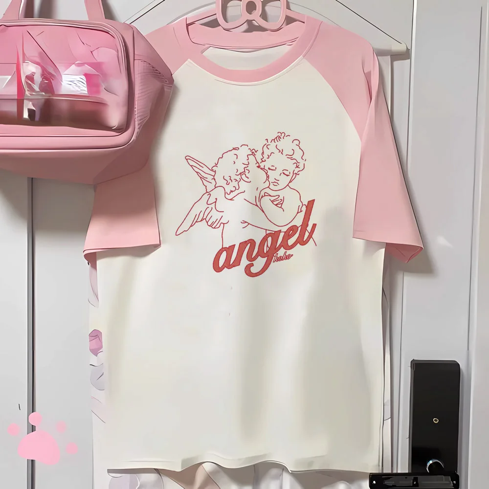 Angle Funny Tee women youthful comfortable anime t-shirts girl streetwear harajuku funny clothing