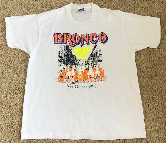 Vintage 1990 Bronco Bourbon Street Bash New Orleans Made In USA T-Shirt Size