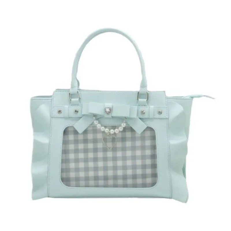 2026 NEW Taro Purple Lotus Leaf Edge Pain Bag, Plaid Transparent Bar Bag, Portable Messenger Bag Itabag Y2K
