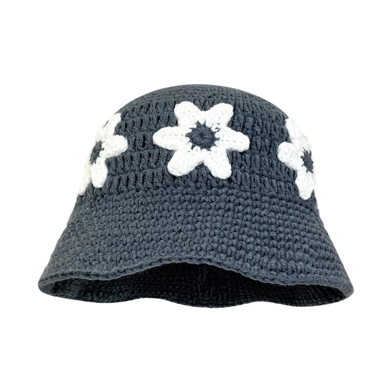 Crochet Bucket Hat for Woman Teenagers Outdoor Foldable Commute Fisherman Hat Wide Brim Spring Summer Anti-Uv Hat Dropship