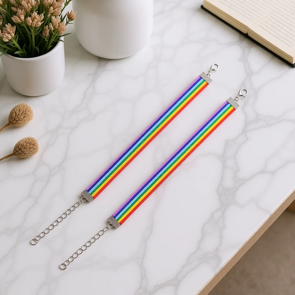 

2Pcs Rainbow Bracelet Durable Colorful Wristband Premium Material Symbolize Personality Lover Gift