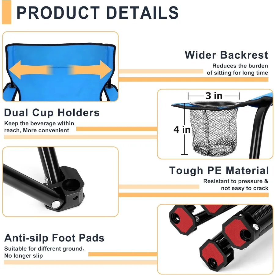 كرسي تخييم محمول، كراسي قابلة للطي في الحديقة الخارجية للبالغين، كراسي كبيرة قابلة للطي شديدة التحمل لصيد الأسماك على الشاطئ #5