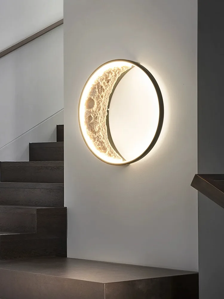 الحديثة الهلال القمر الجدار الخفيفة الحد الأدنى أباجورة لديكور غرفة نوم الدرج #3