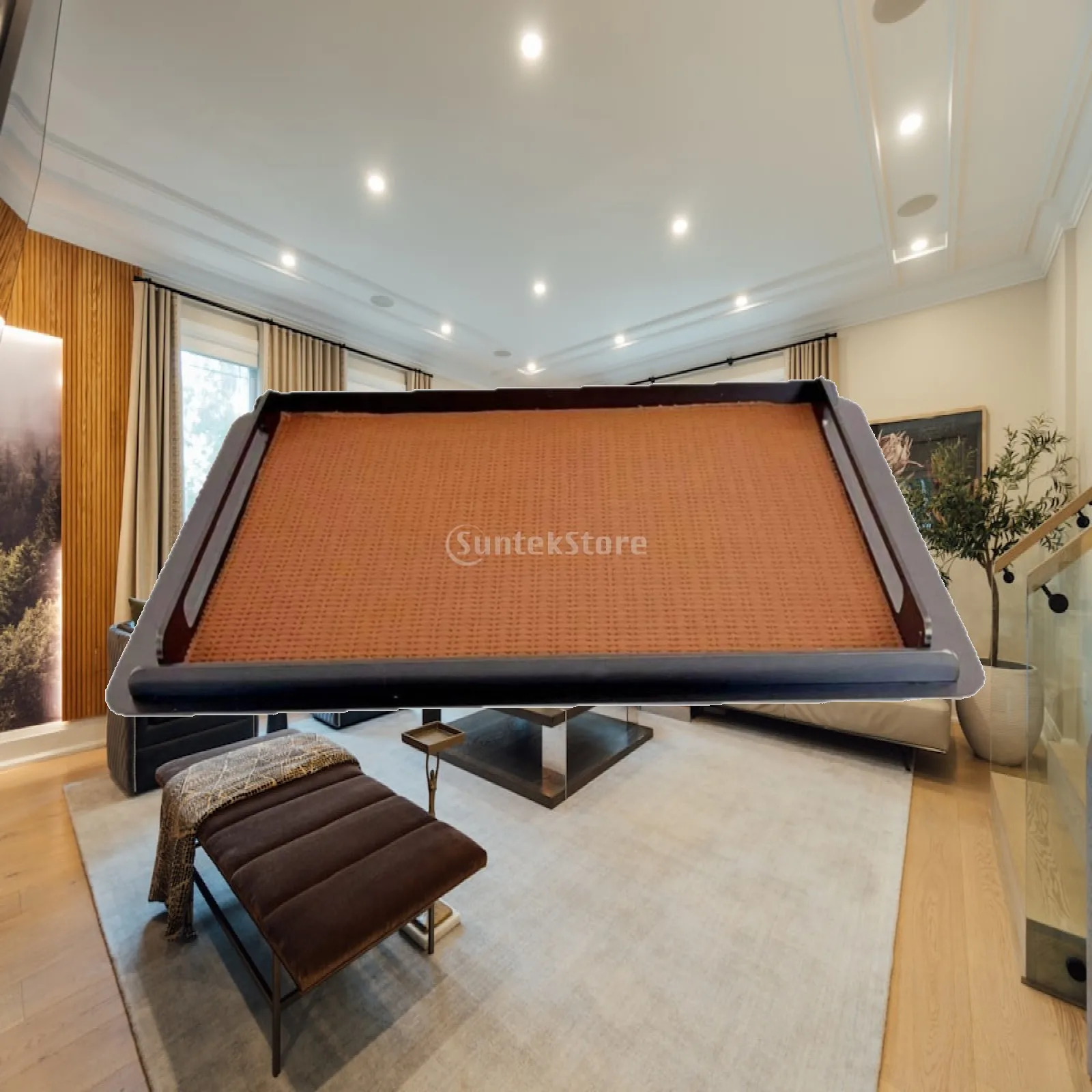 Low Profile Stainless Steel Decorative Tray Rectangle with Handles Textured Insert Trinket and Accessory Tray for Home