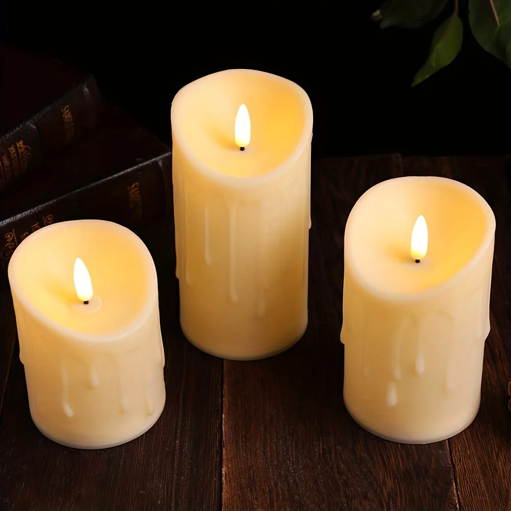 Flameless Votive Candles Smokeless Electric Fake Candle with Moving Wick Window Candle Lights LED Simulation Candle Lights Batte