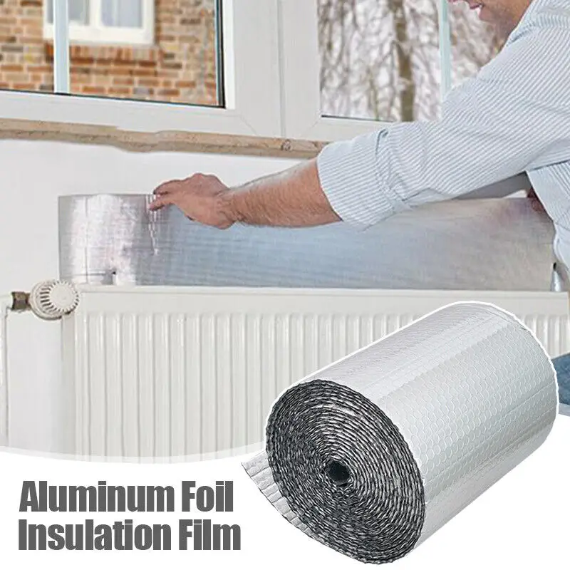 5M Aluminum Foil Insulation Film Radiator Heat Reflector Energy Saving Film Pad Reflector Back Foil Heat Reflective Home Decor