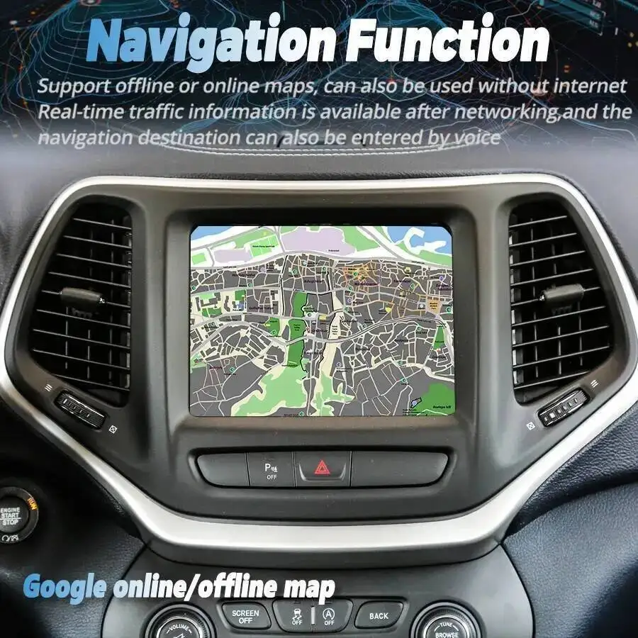 For Jeep Cherokee 2014-2021 Carplay Car 8.4'' Android 15 Screen Multimedia Video Player Autoradio WiFi GPS Stereo Navigation GPS