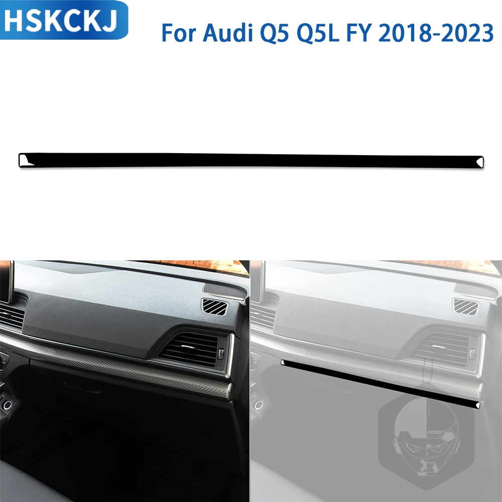 

For Audi Q5 Q5L FY 2018-2023 Piano Black Accessories Car Interior Front Passenger Dashboard Cover Trim Strip Stickers